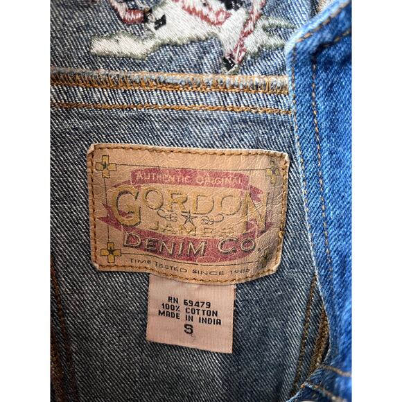 Vintage Denim Embroidered Horse Vest Sz S - Picture 6 of 6